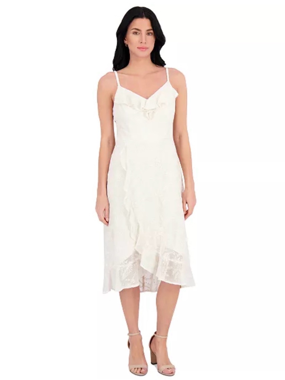 Kensie Women's Ruffled Lace High-Low Midi Dress 2 NWT